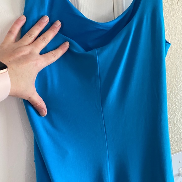 NWT. Blue, wrap midi dress with lining. - Picture 4 of 6